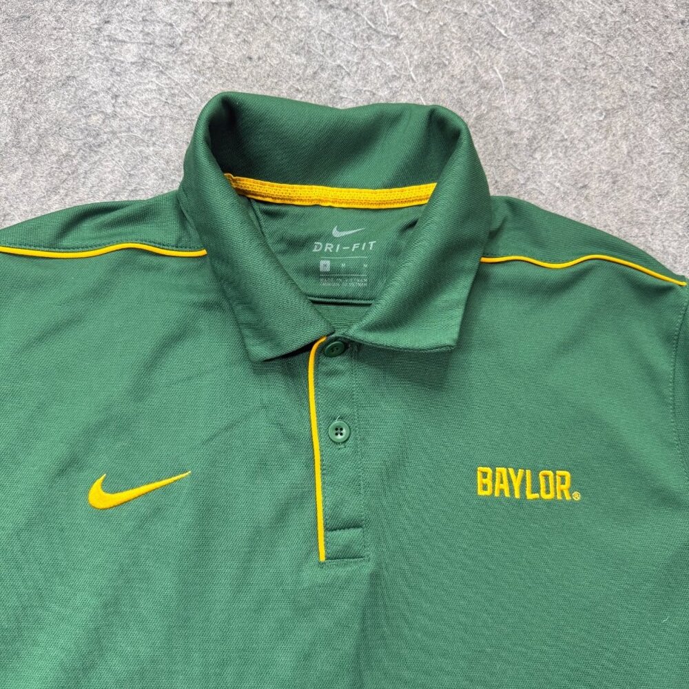 Baylor Bears Nike Performance Polo Shirt Men M Green DRI-FIT OnField